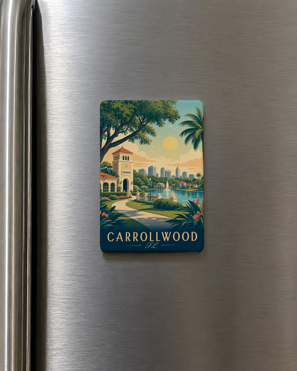 Carrollwood Florida Fridge Magnet, Carrollwood FL Souvenir Magnet, Tampa Bay Area Travel Keepsake, Florida Gift Magnet