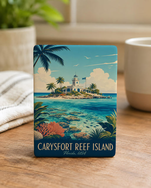 Carysfort Reef Island Fridge Magnet, Florida Keys Lighthouse Souvenir, Coastal Ocean Travel Keepsake Magnet