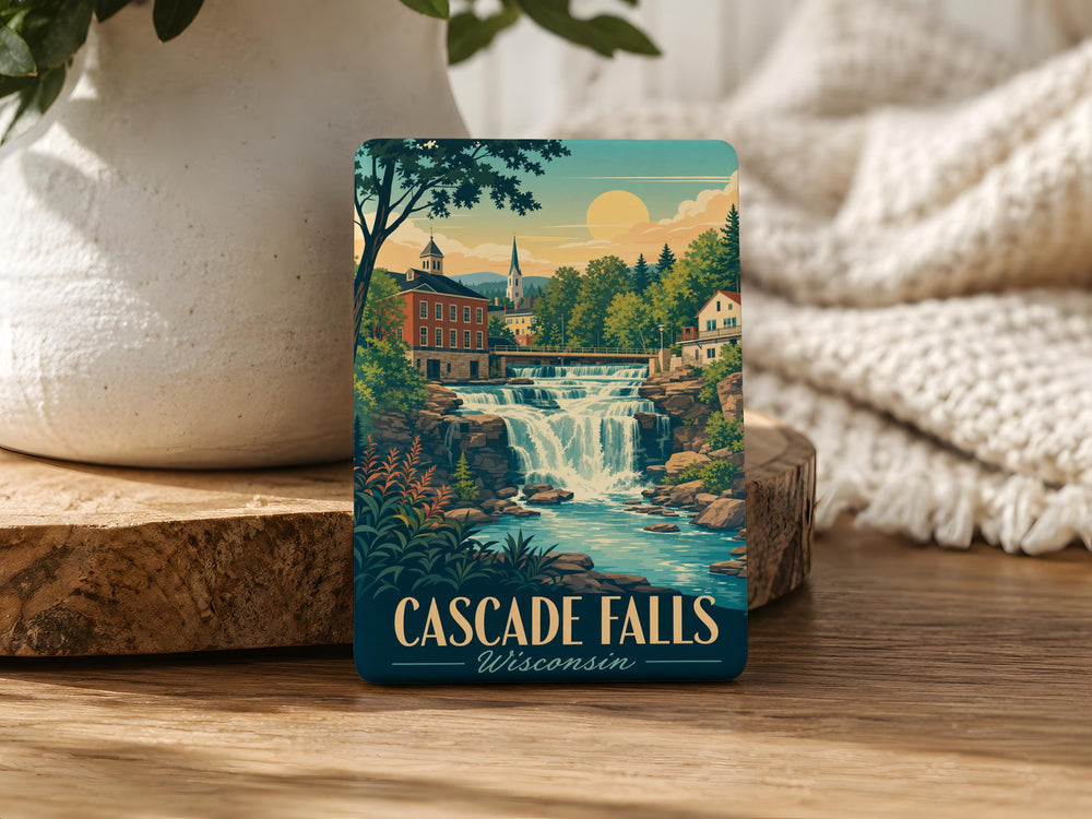 Cascade Falls Wisconsin Fridge Magnet, Waterfall Scenic Souvenir, Wisconsin Travel Keepsake, Nature Landmark Magnet