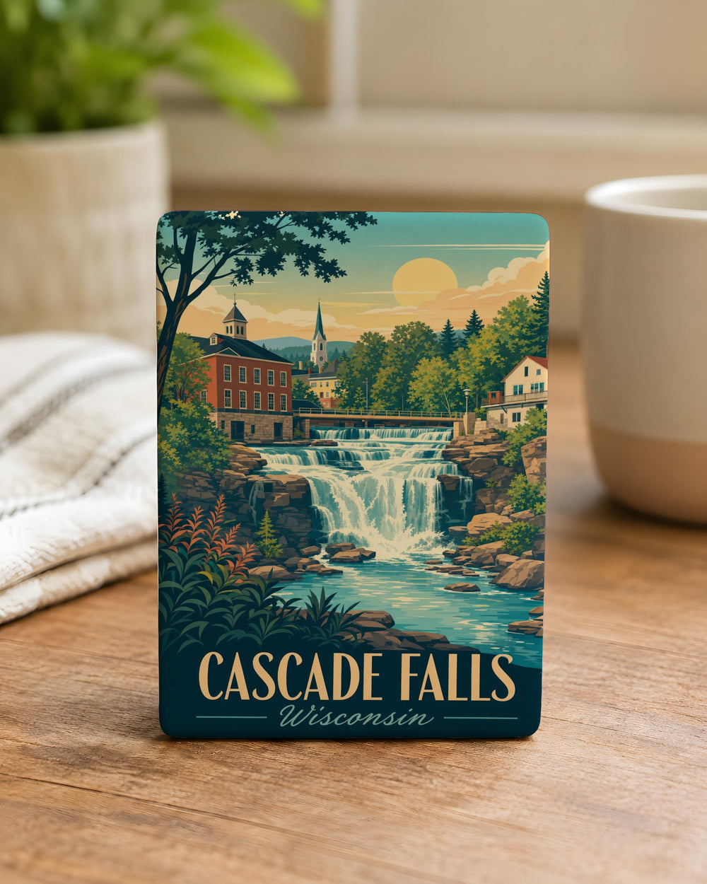 Cascade Falls Wisconsin Fridge Magnet, Waterfall Scenic Souvenir, Wisconsin Travel Keepsake, Nature Landmark Magnet
