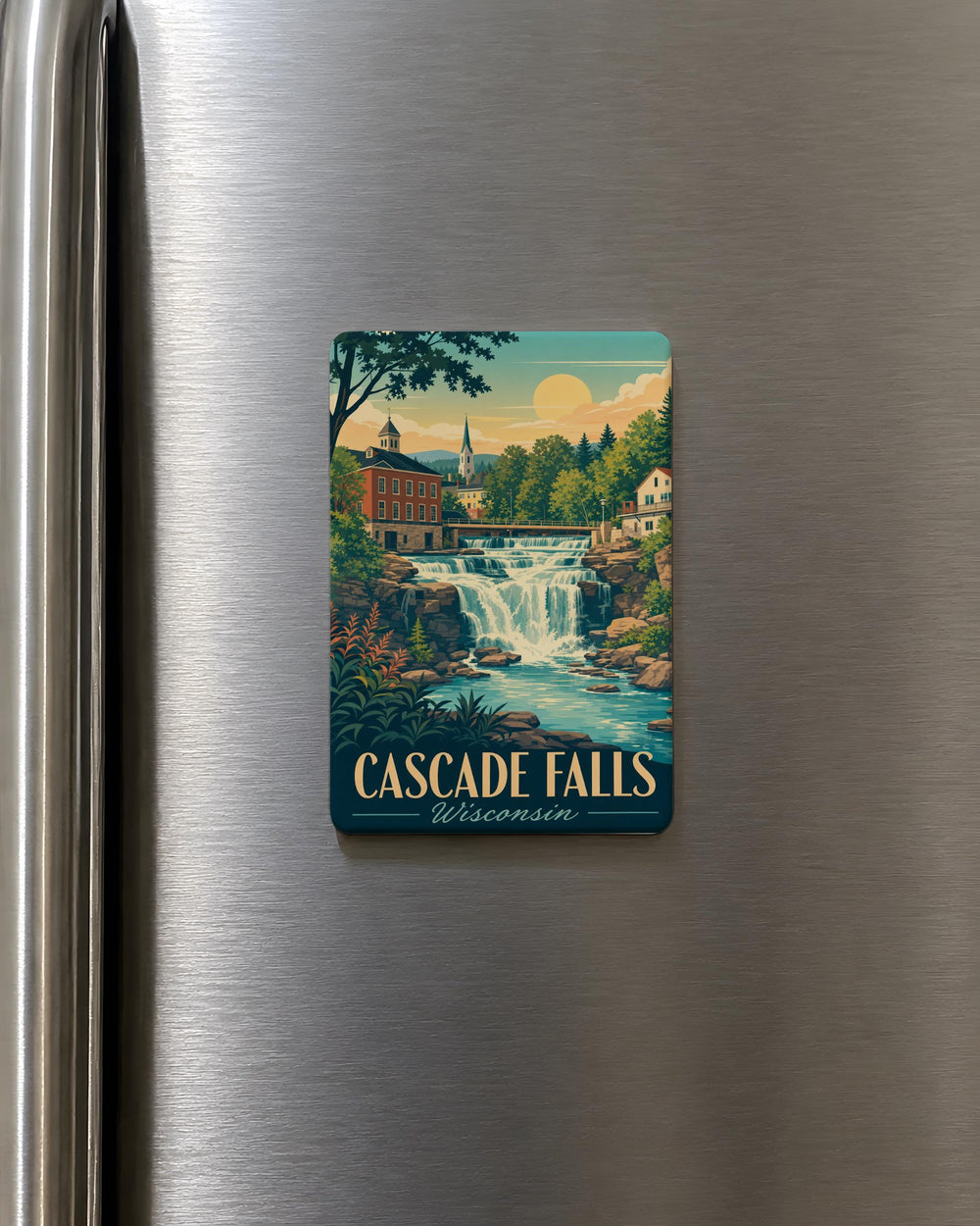 Cascade Falls Wisconsin Fridge Magnet, Waterfall Scenic Souvenir, Wisconsin Travel Keepsake, Nature Landmark Magnet