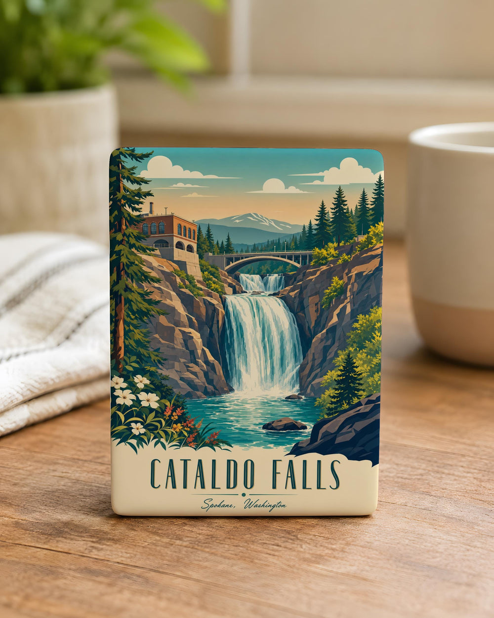Cataldo Falls Fridge Magnet, Idaho Waterfall Souvenir Magnet, Outdoor Nature Travel Keepsake, Scenic Landmark Refrigerator Magnet