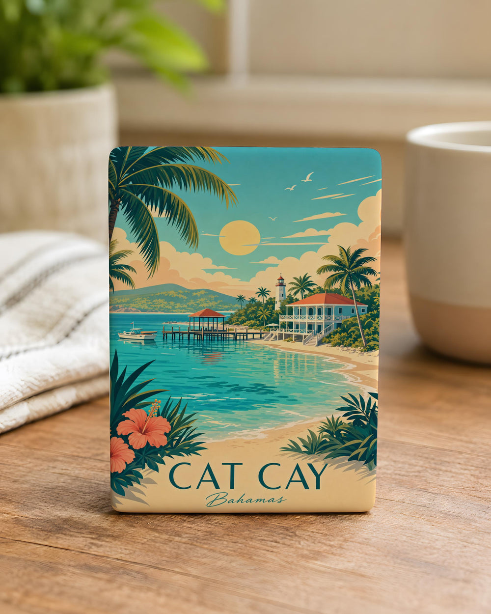 Cat Cay Island Fridge Magnet, Tropical Beach Cat Cay Souvenir Magnet, Bahamas Vacation Travel Keepsake Magnet