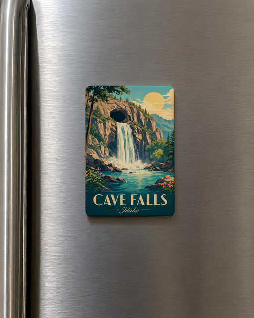 Cave Falls Fridge Magnet, Waterfall Nature Scene Souvenir Magnet, Yellowstone National Park Travel Gift