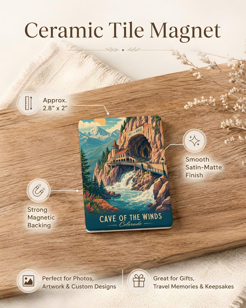 Cave of the Winds Colorado Fridge Magnet, Cave Entrance Souvenir Magnet, Colorado Travel Landmark Magnet