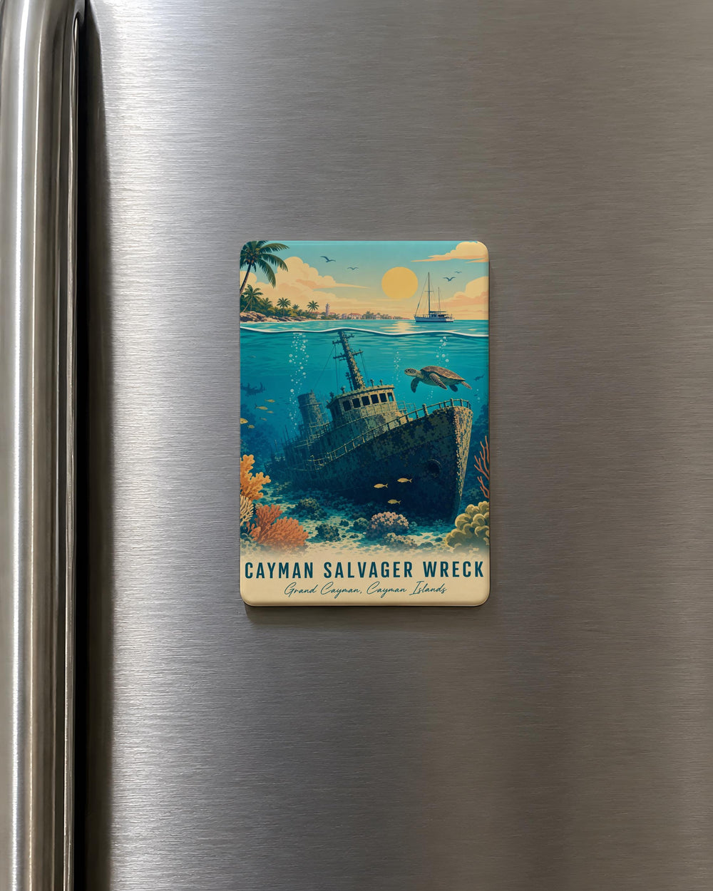 Cayman Salvager Wreck Fridge Magnet, Cayman Islands Shipwreck Souvenir Magnet, Scuba Diving Wreck Gift, Ocean Travel Keepsake