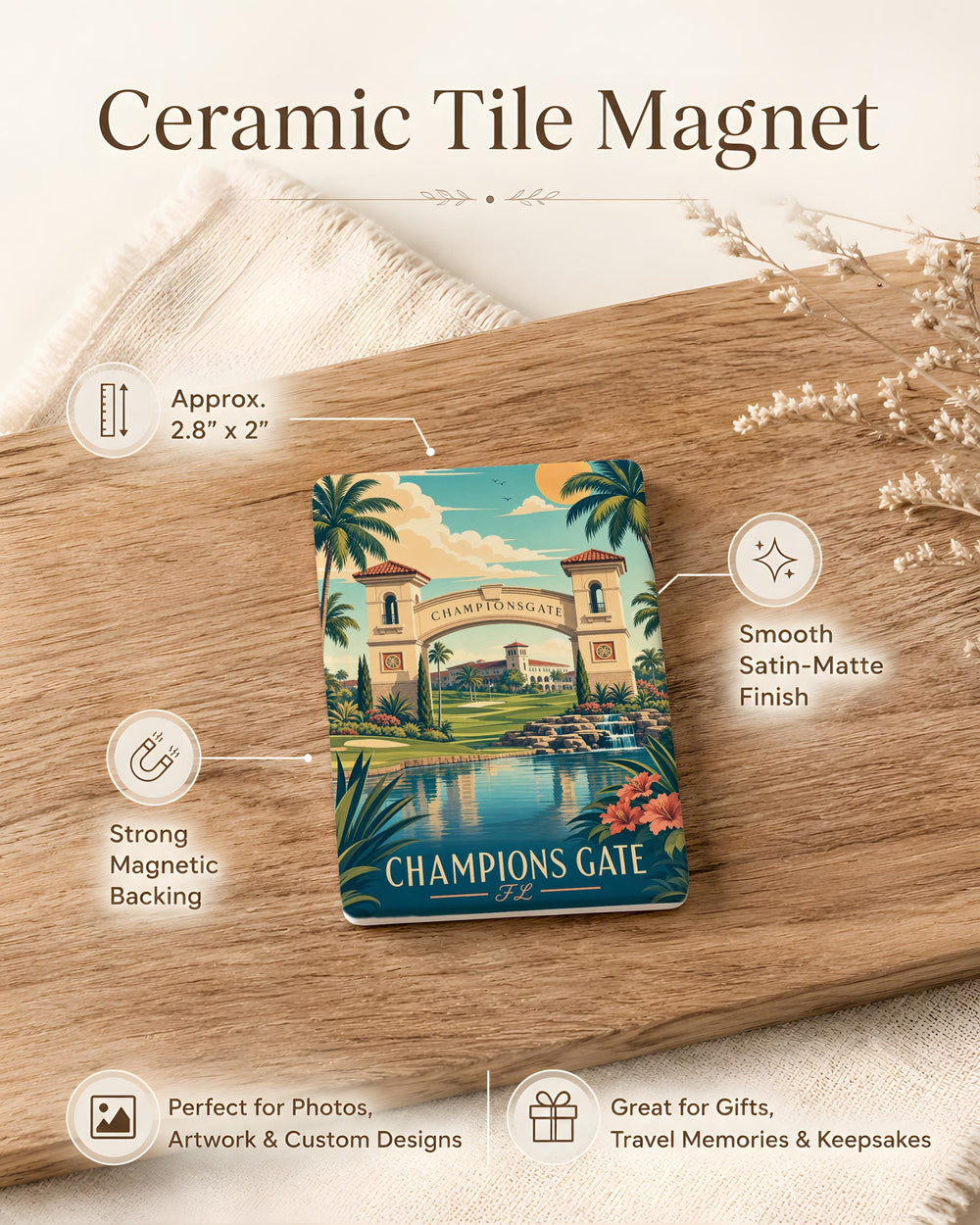 Champions Gate Florida Fridge Magnet, ChampionsGate FL Souvenir Magnet, Orlando Area Travel Gift, Florida Vacation Keepsake Magnet