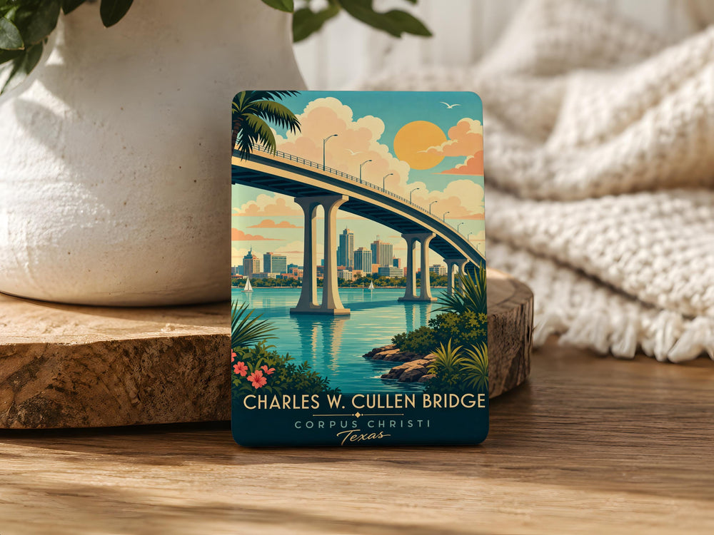 Charles W Cullen Bridge Fridge Magnet, Bridge Landmark Souvenir Magnet, Scenic River Crossing Travel Gift
