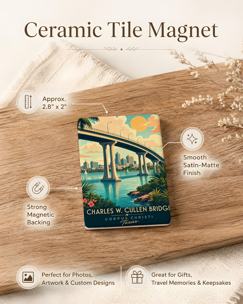 Charles W Cullen Bridge Fridge Magnet, Bridge Landmark Souvenir Magnet, Scenic River Crossing Travel Gift