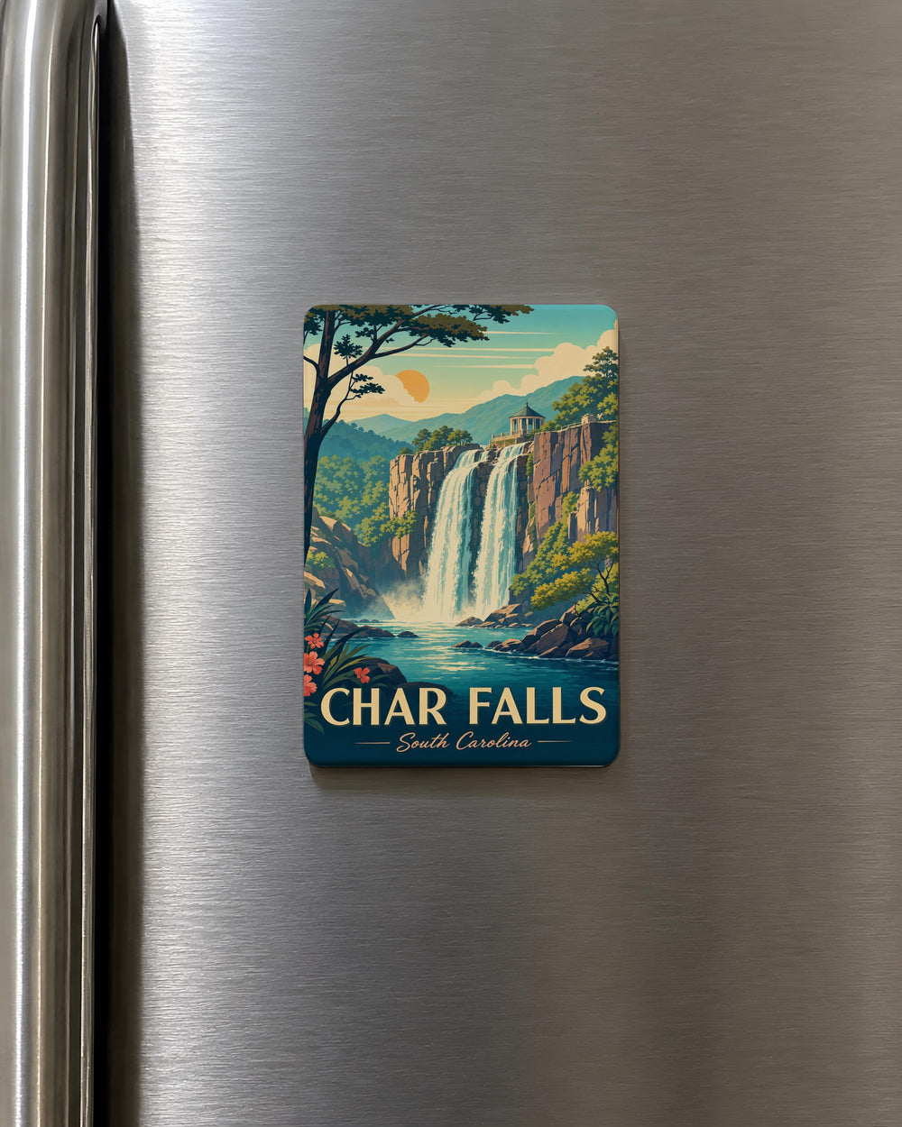 Char Falls Fridge Magnet, Waterfall Landscape Souvenir Magnet, Nature Travel Keepsake Refrigerator Magnet