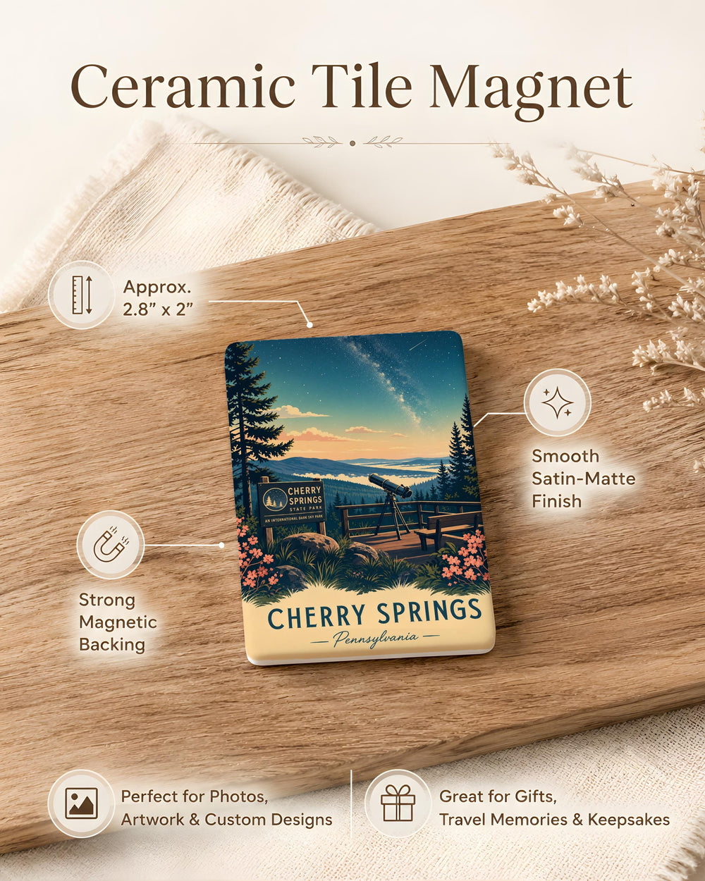 Cherry Springs State Park Fridge Magnet, Pennsylvania Stargazing Night Sky Souvenir Magnet, Camping & Astronomy Gift