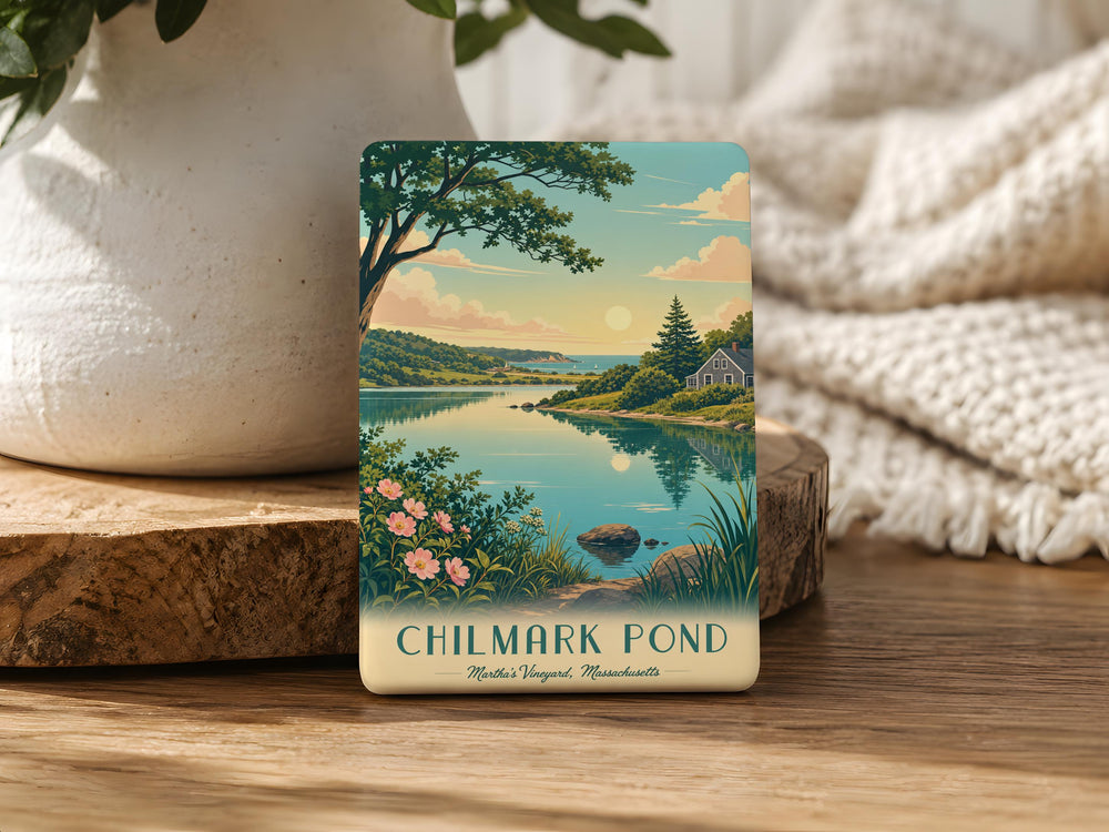 Chilmark Pond Fridge Magnet, Martha’s Vineyard Massachusetts Lake Scene Souvenir Magnet, Coastal New England Travel Gift