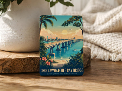 Choctawhatchee Bay Bridge Fridge Magnet, Florida Coastal Bridge Souvenir Magnet, Destin Niceville Travel Keepsake Magnet