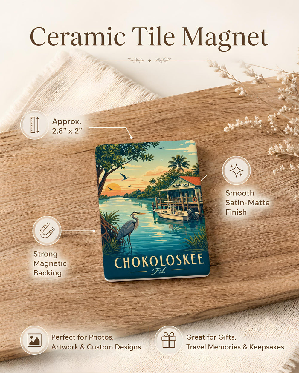 Chokoloskee Florida Fridge Magnet, Chokoloskee FL Souvenir Magnet, Florida Keys Travel Keepsake Magnet