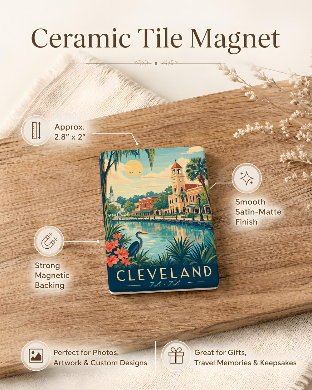 Cleveland Florida Fridge Magnet, Cleveland FL Souvenir Magnet, Florida Travel Gift, City Name Magnet, Refrigerator Magnet