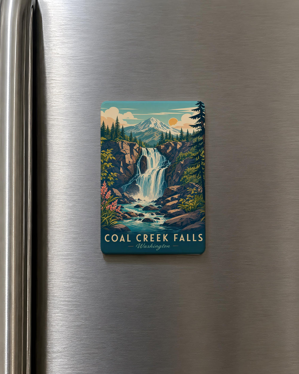 Coal Creek Falls Fridge Magnet, Waterfall Nature Souvenir, Hiking Trail Keepsake, Mountain Stream Landmark Magnet