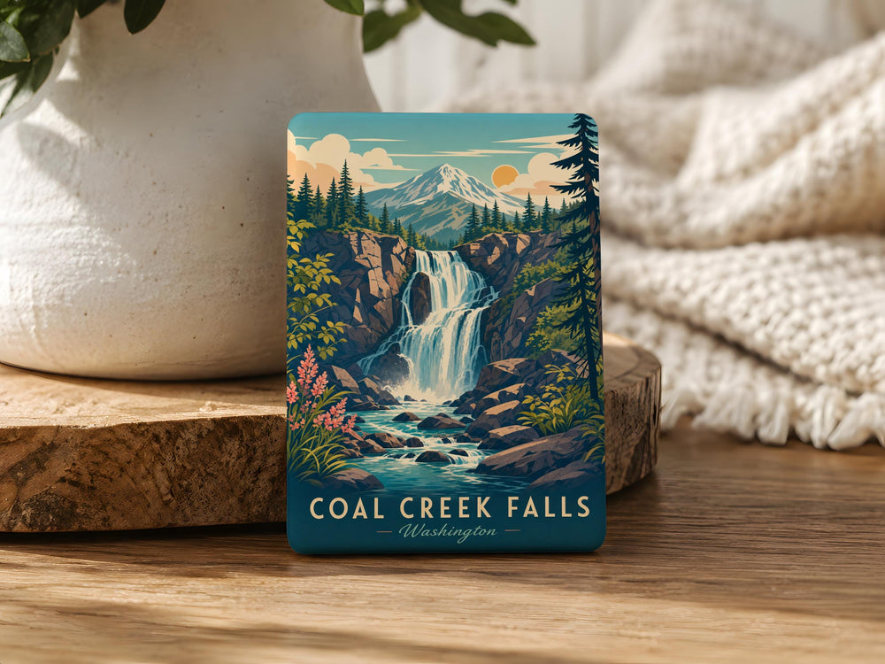 Coal Creek Falls Fridge Magnet, Waterfall Nature Souvenir, Hiking Trail Keepsake, Mountain Stream Landmark Magnet
