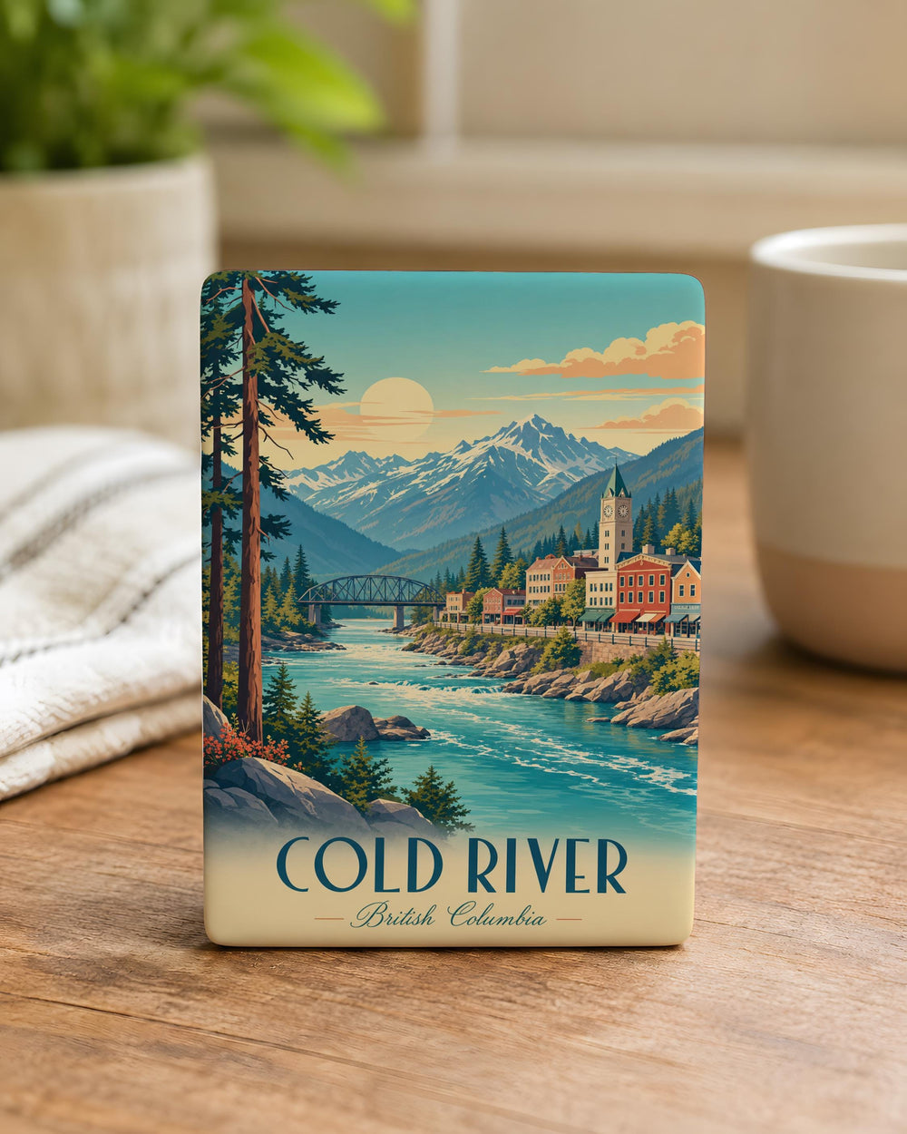 Cold River Fridge Magnet, River Landscape Souvenir Magnet, Nature Scenery Kitchen Decor Magnet, Outdoor Adventure Gift