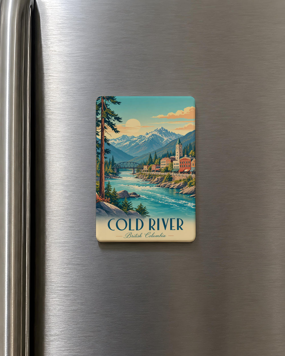 Cold River Fridge Magnet, River Landscape Souvenir Magnet, Nature Scenery Kitchen Decor Magnet, Outdoor Adventure Gift