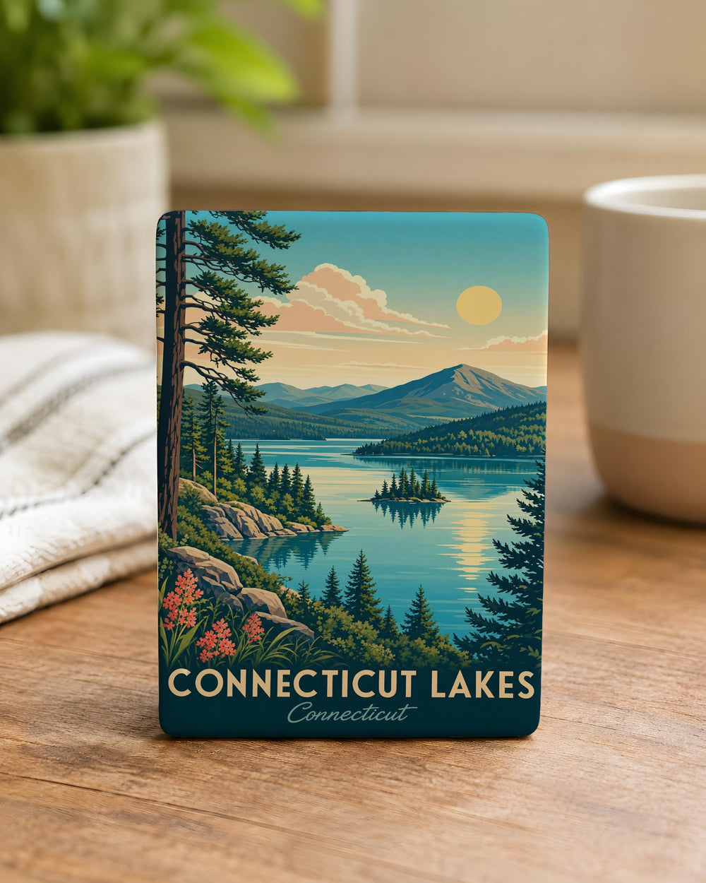 Connecticut Lakes Fridge Magnet, Connecticut Lakes Region Souvenir Magnet, New England Lakes Travel Keepsake Magnet