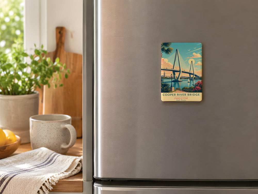 Cooper River Bridge Fridge Magnet, Charleston SC Landmark Souvenir, South Carolina Bridge Travel Keepsake Magnet