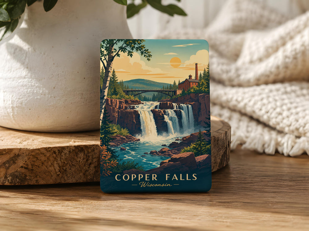 Copper Falls Wisconsin Fridge Magnet, Copper Falls State Park Souvenir, Wisconsin Travel Gift, Waterfall Nature Keepsake Magnet