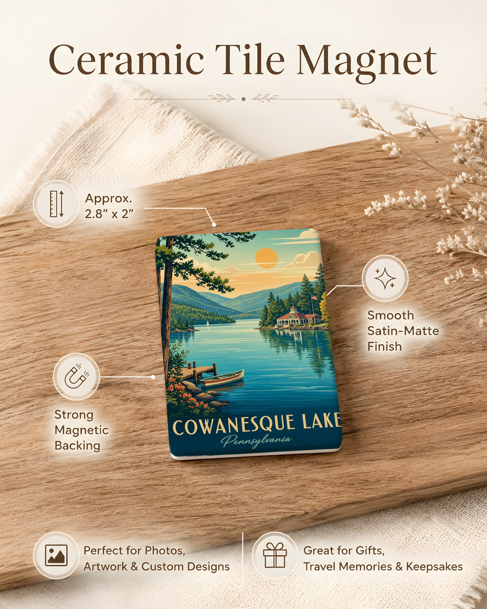 Cowanesque Lake Fridge Magnet, Pennsylvania Lake Souvenir Magnet, Cowanesque Lake State Park Travel Keepsake Gift