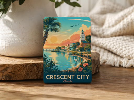 Crescent City FL Fridge Magnet, Florida Travel Souvenir Magnet, Crescent City Florida Landmark Keepsake Magnet