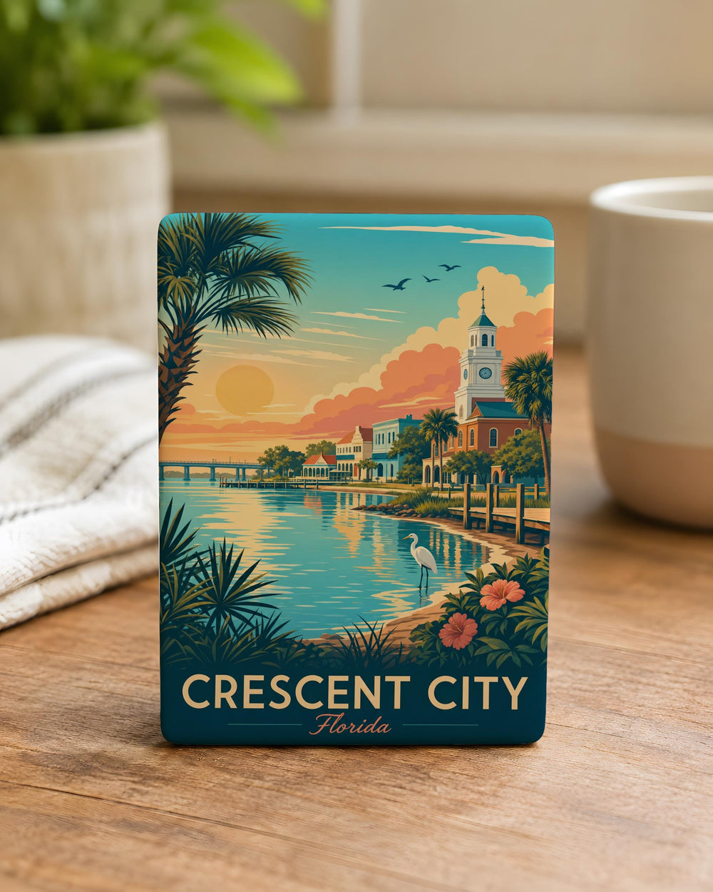 Crescent City FL Fridge Magnet, Florida Travel Souvenir Magnet, Crescent City Florida Landmark Keepsake Magnet