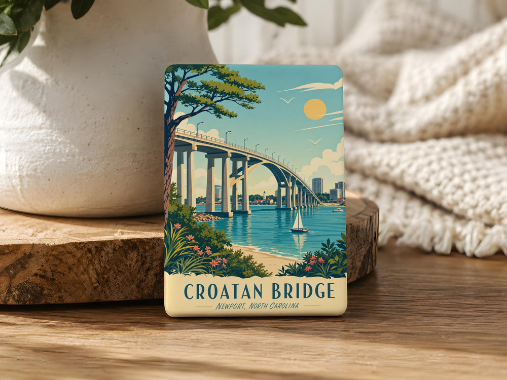 Croatan Bridge Fridge Magnet, North Carolina Coastal Bridge Souvenir, Outer Banks Travel Keepsake Magnet