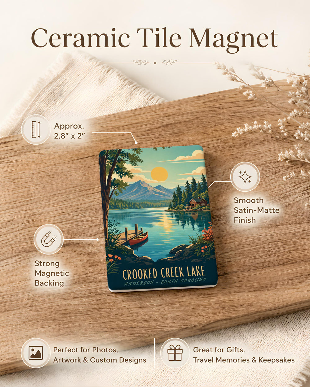 Crooked Creek Lake Fridge Magnet, Crooked Creek Lake Souvenir Magnet, Lake Destination Keepsake, Travel Gift