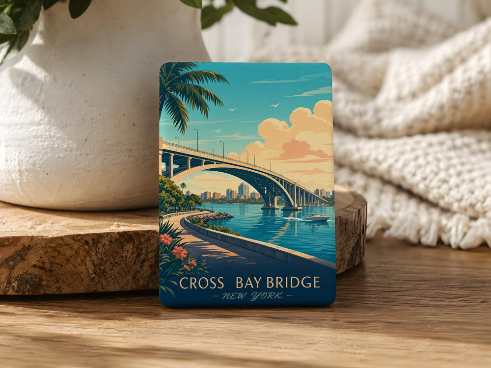 Cross Bay Bridge Fridge Magnet, New York City Bridge Souvenir Magnet, Queens to Rockaway Beach Landmark Magnet
