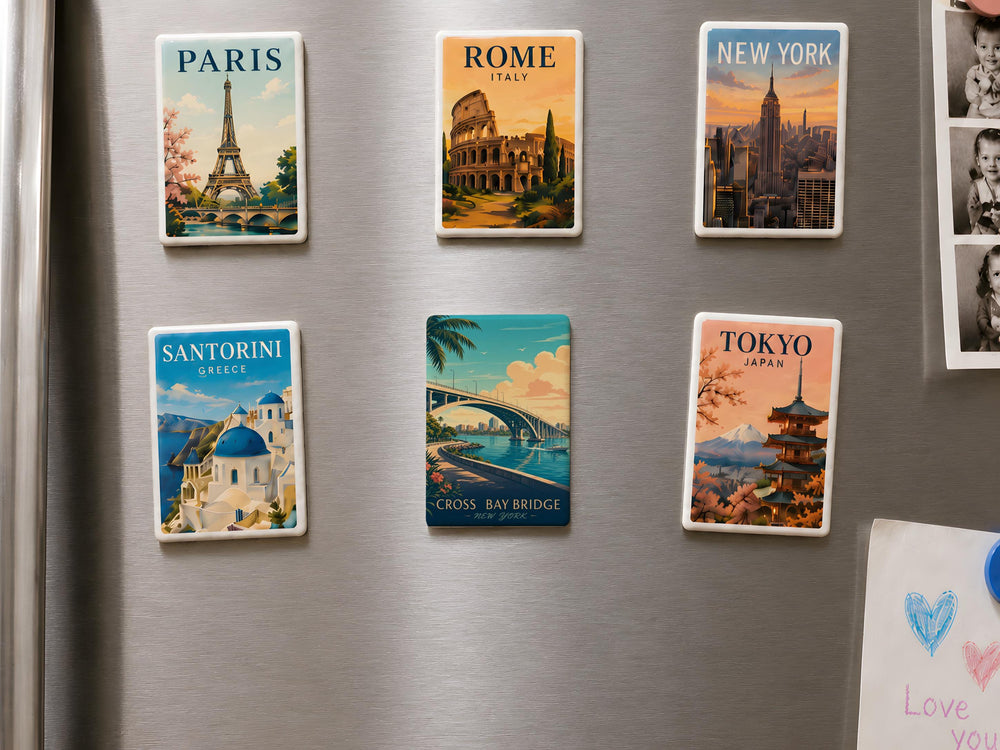 Cross Bay Bridge Fridge Magnet, New York City Bridge Souvenir Magnet, Queens to Rockaway Beach Landmark Magnet