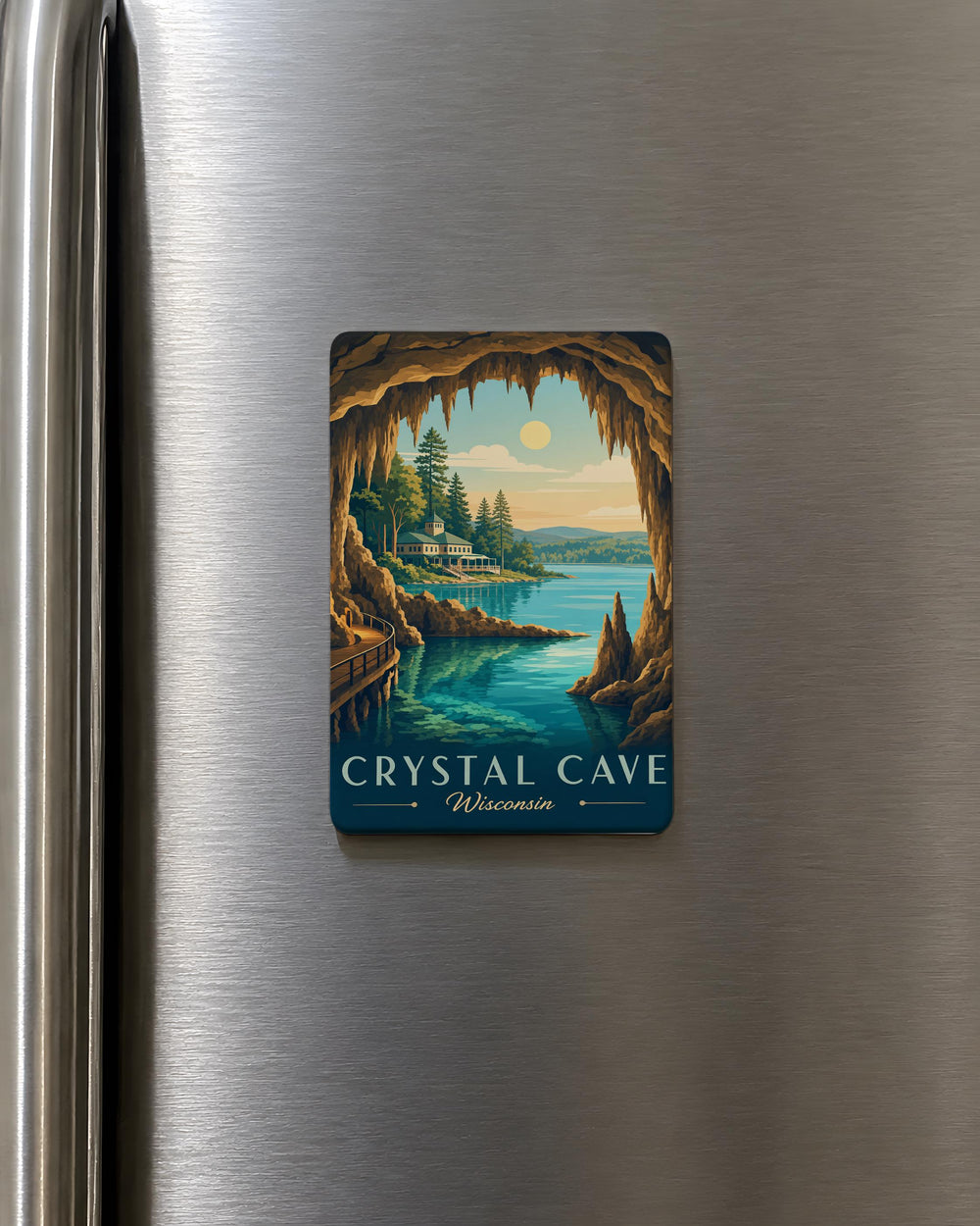 Crystal Cave Wisconsin Fridge Magnet, Cave Adventure Souvenir, Wisconsin Travel Gift, Underground Cavern Keepsake Magnet