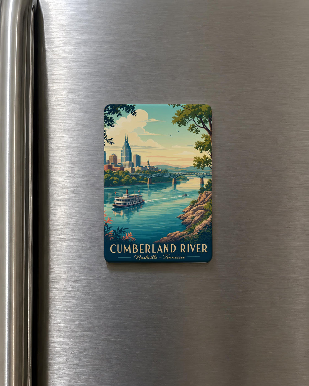 Cumberland River Fridge Magnet, Tennessee River Landmark Souvenir, Cumberland River Gift for Travelers and Nature Lovers
