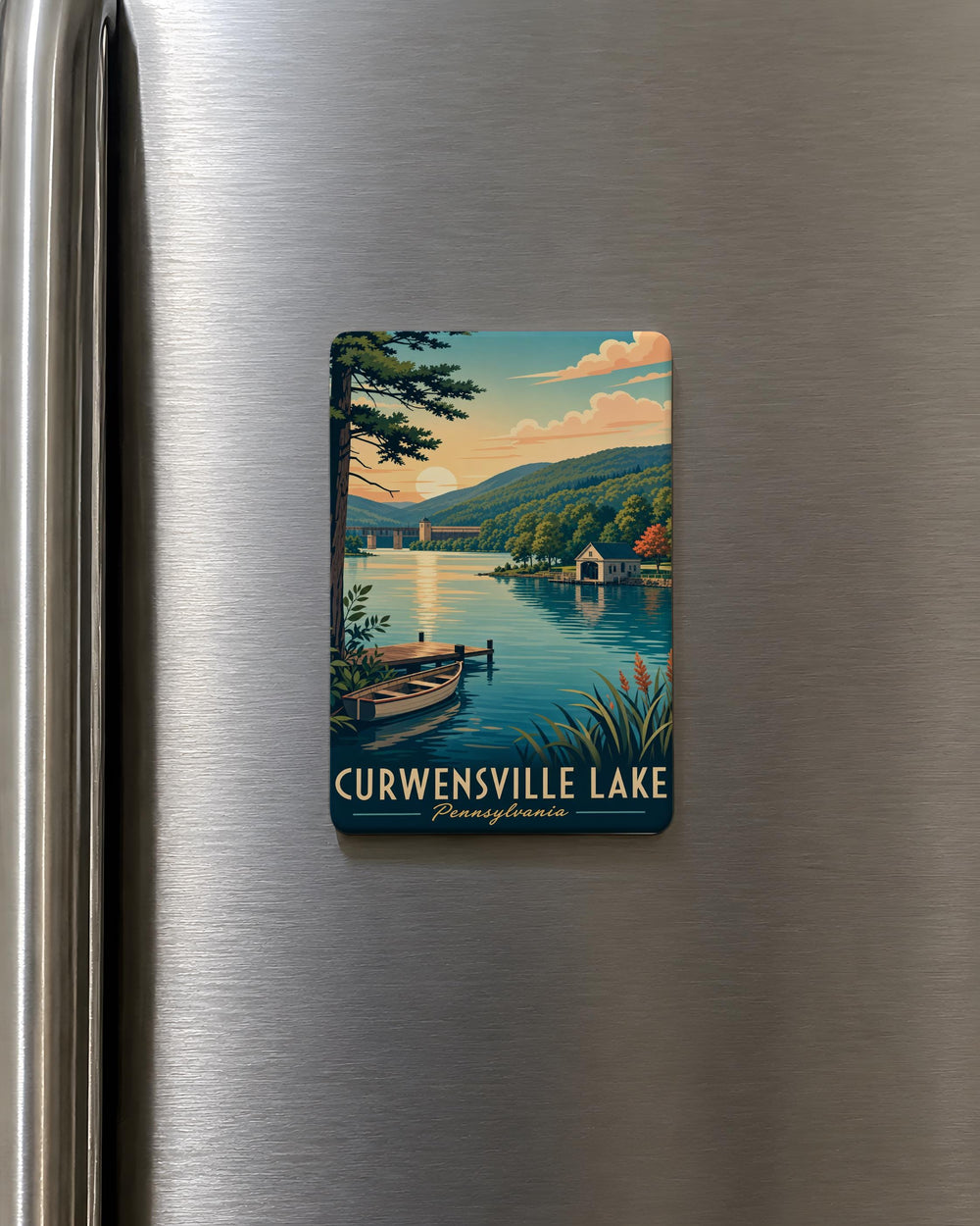 Curwensville Lake Fridge Magnet, Pennsylvania Lake Souvenir Magnet, Curwensville Dam & Reservoir Travel Keepsake Magnet