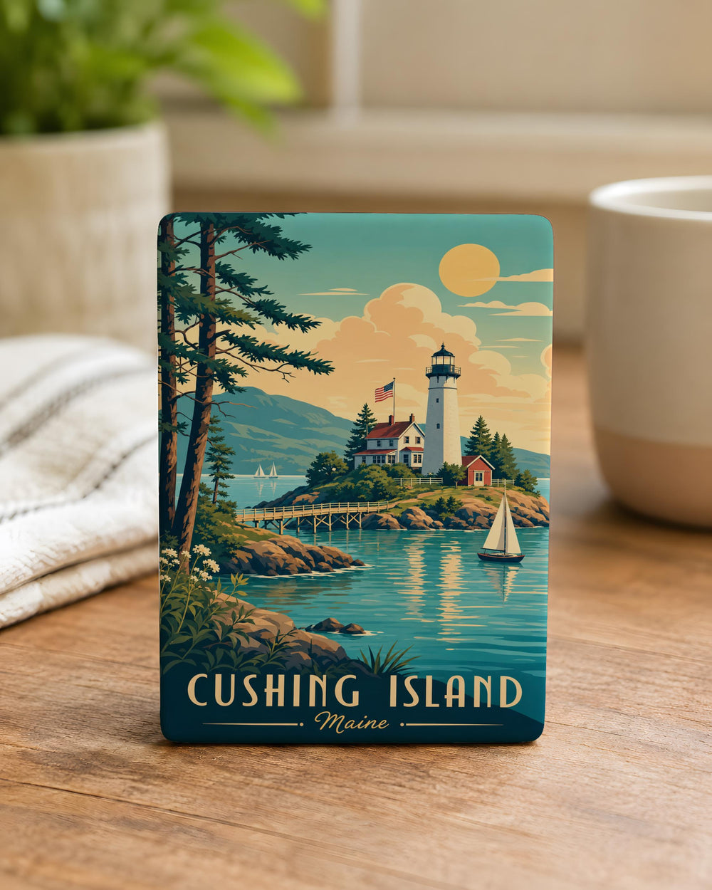 Cushing Island Fridge Magnet, Maine Coastal Island Souvenir Magnet, Cushing Island ME Gift, Beach House Kitchen Decor