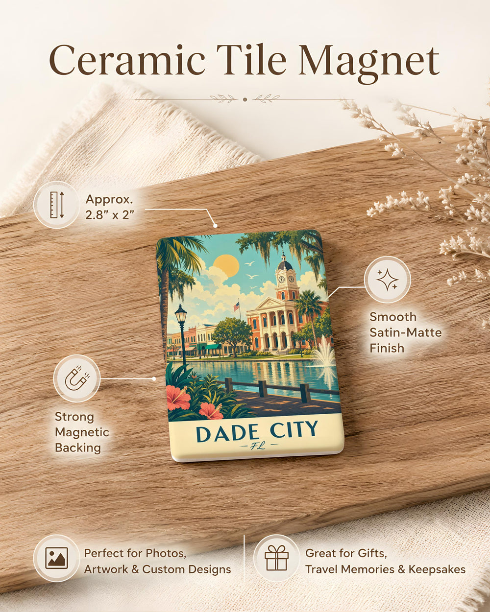 Dade City FL Fridge Magnet, Dade City Florida Souvenir Magnet, Pasco County Travel Gift, Hometown Keepsake Magnet