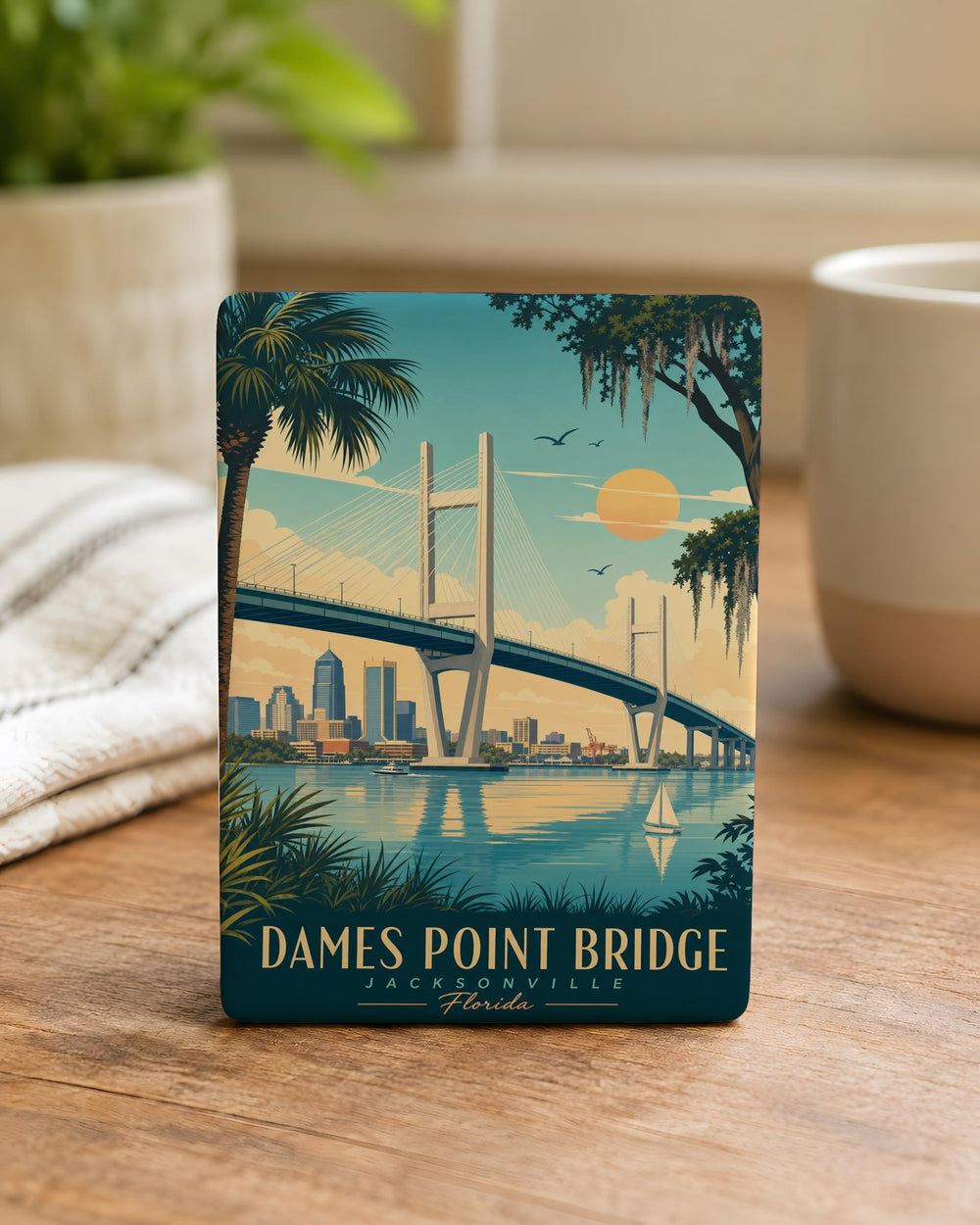 Dames Point Bridge Fridge Magnet, Jacksonville Florida Landmark Souvenir Magnet, St Johns River Bridge Travel Gift