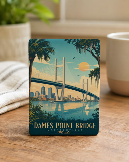 Dames Point Bridge Fridge Magnet, Jacksonville Florida Landmark Souvenir Magnet, St Johns River Bridge Travel Gift