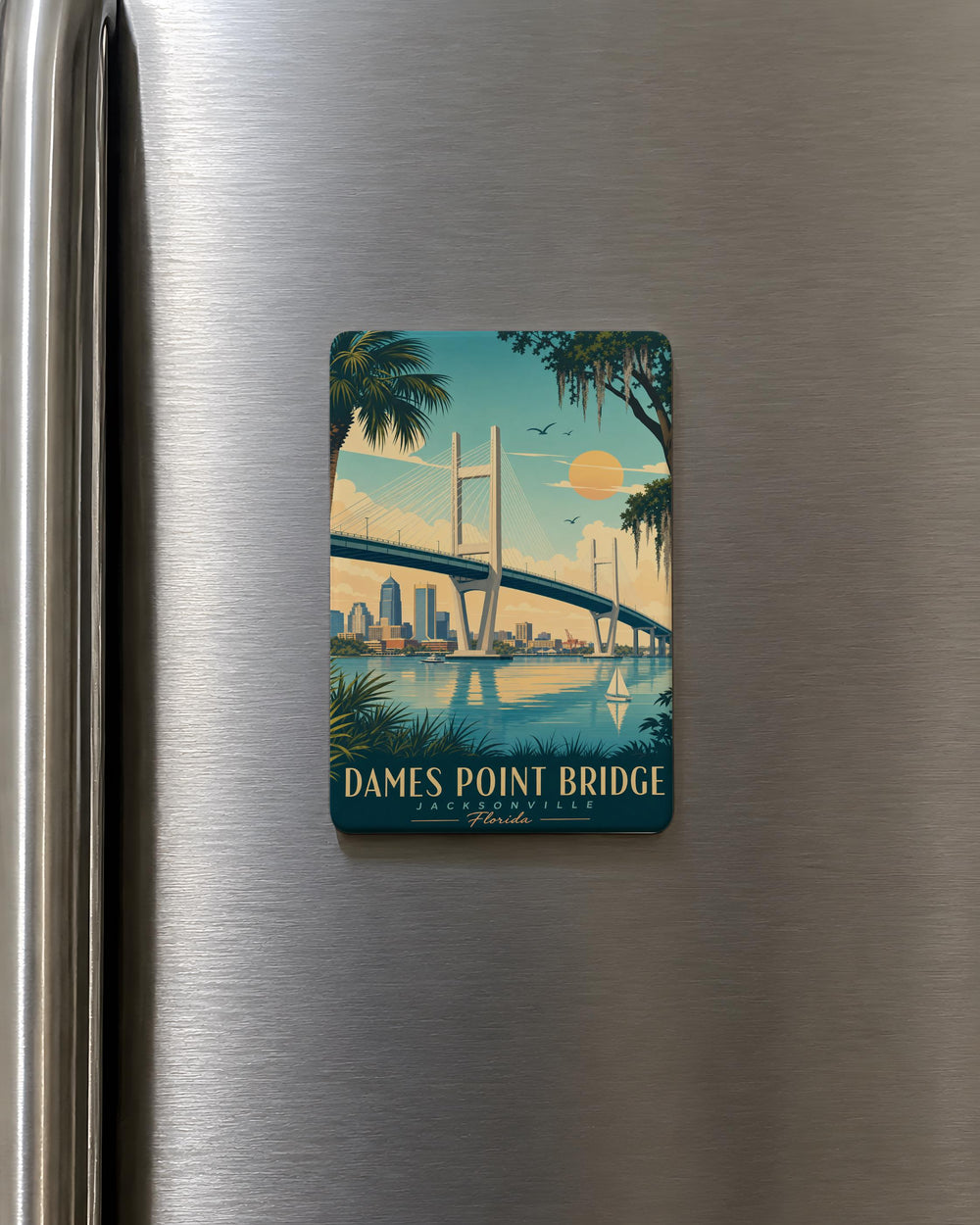 Dames Point Bridge Fridge Magnet, Jacksonville Florida Landmark Souvenir Magnet, St Johns River Bridge Travel Gift