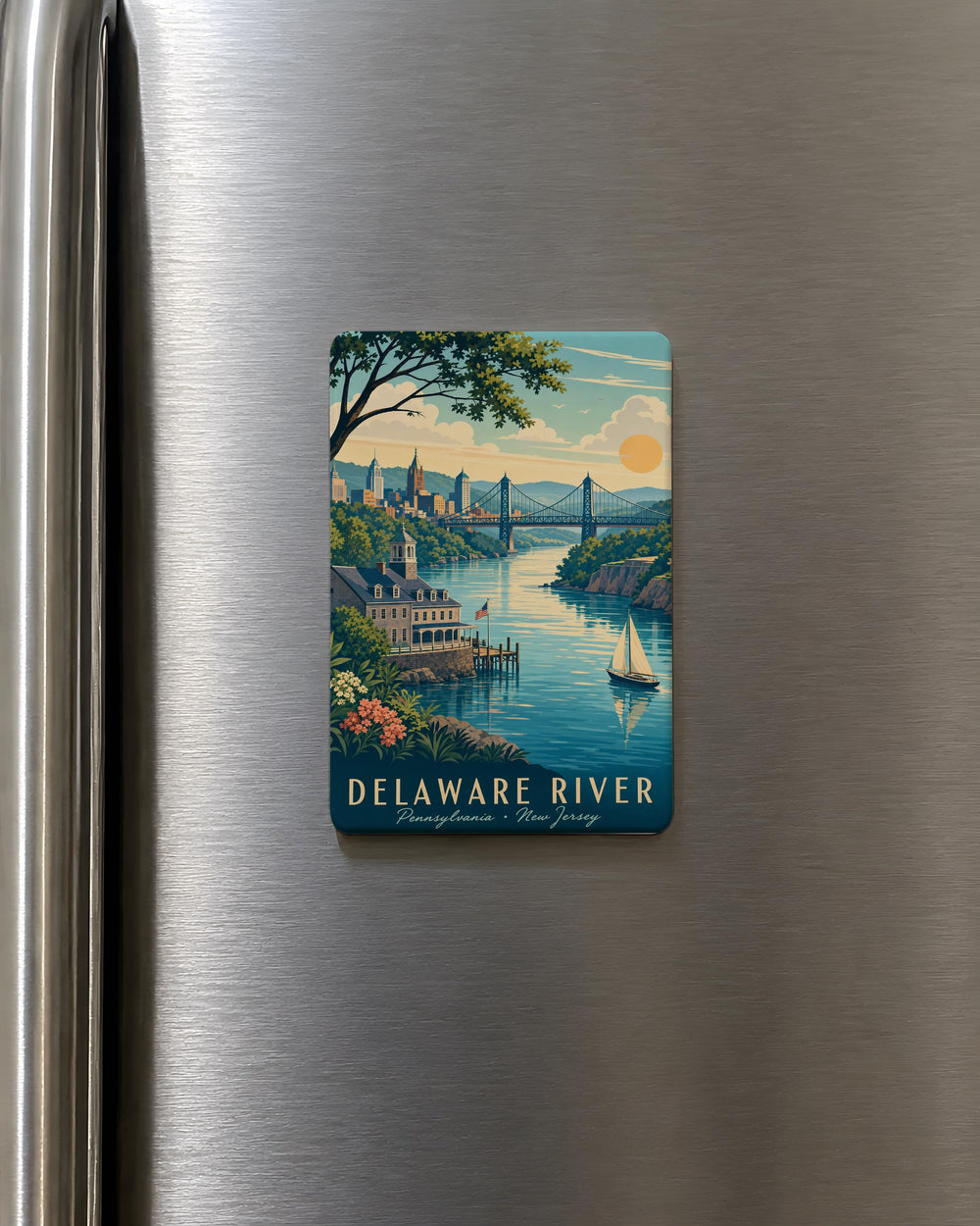 Delaware River Fridge Magnet, Delaware River Souvenir Magnet, River Landscape Travel Gift, Delaware River Keepsake Magnet