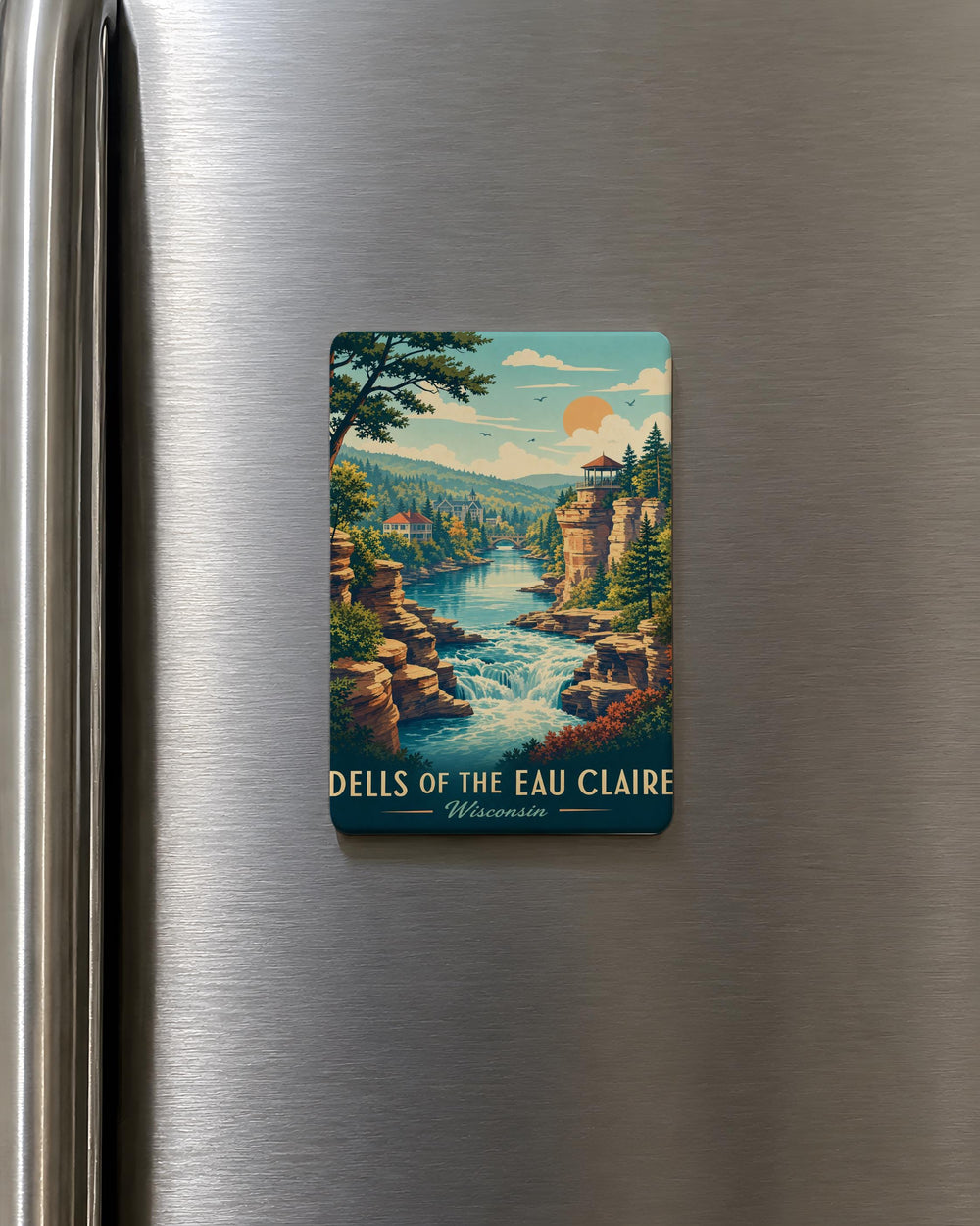 Dells of the Eau Claire Fridge Magnet, Wisconsin River Gorge Souvenir Magnet, Nature Landmark Travel Keepsake