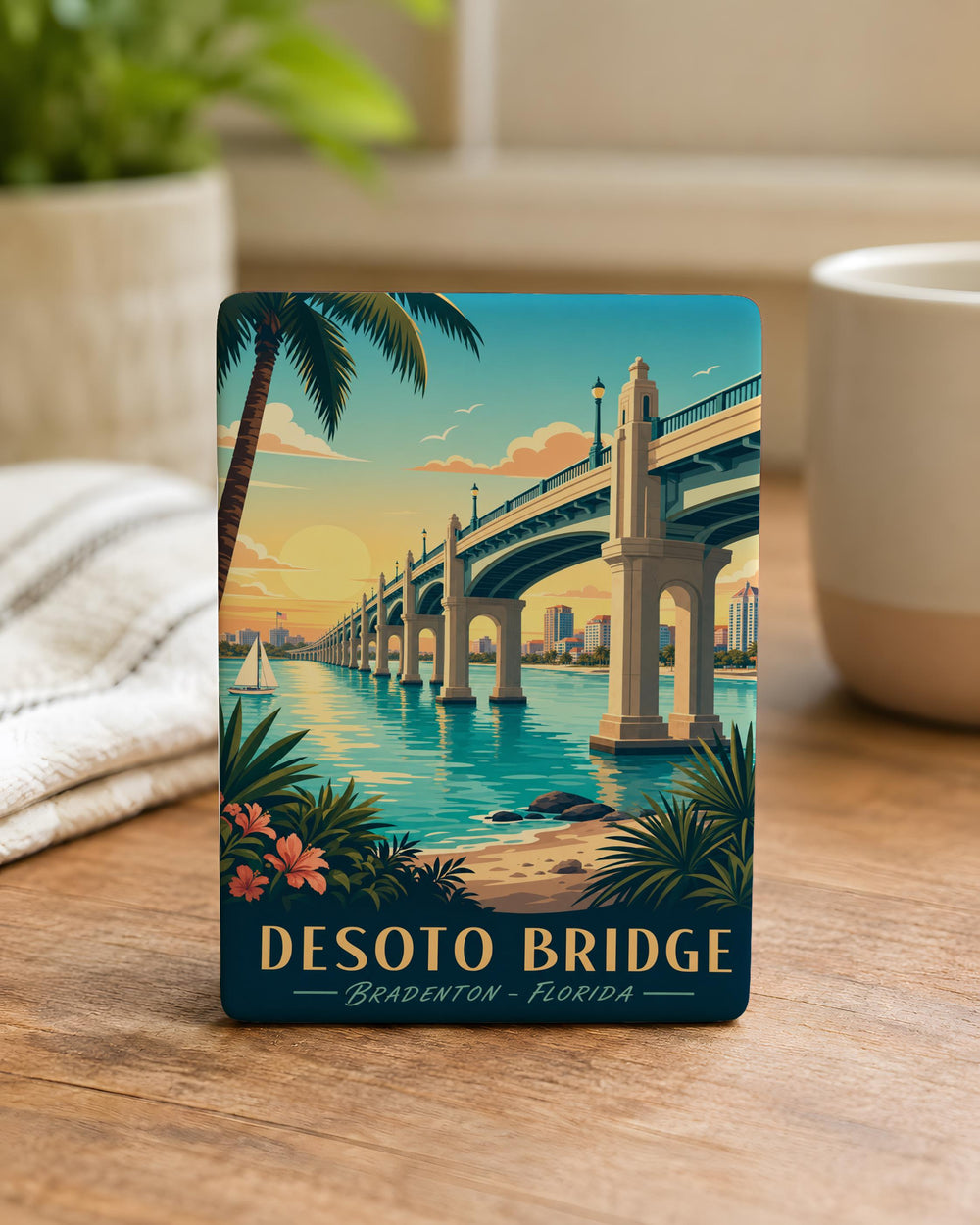 Desoto Bridge Fridge Magnet, DeSoto Bridge Souvenir, Bridge Landmark Magnet, Travel Keepsake Refrigerator Magnet