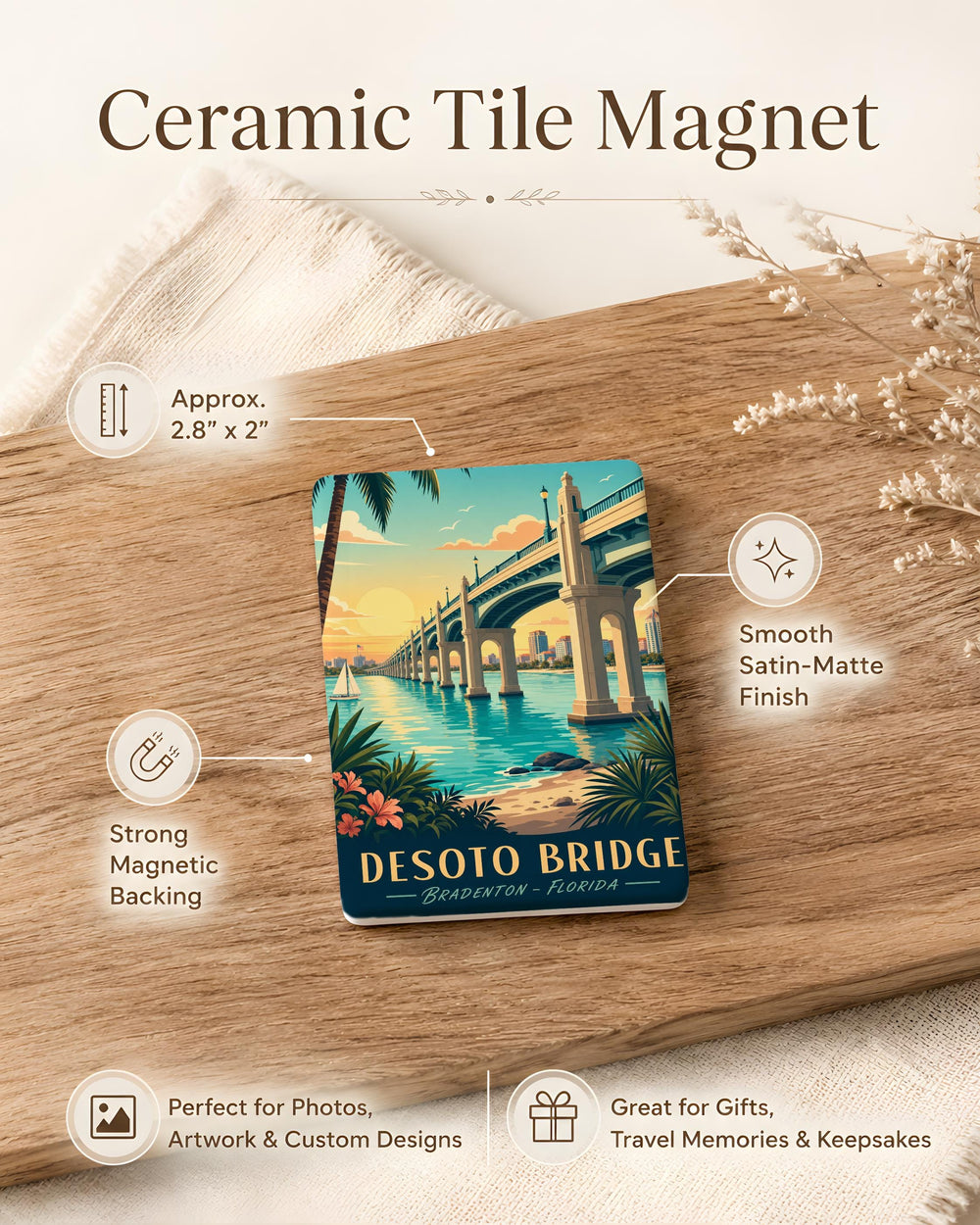 Desoto Bridge Fridge Magnet, DeSoto Bridge Souvenir, Bridge Landmark Magnet, Travel Keepsake Refrigerator Magnet