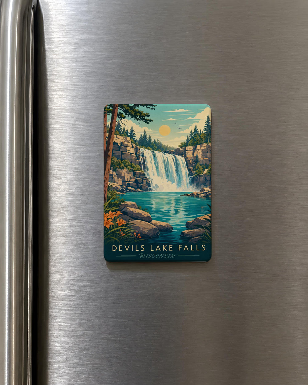 Devils Lake Falls Fridge Magnet, Devils Lake Waterfall Souvenir Magnet, Wisconsin Nature Travel Keepsake Magnet