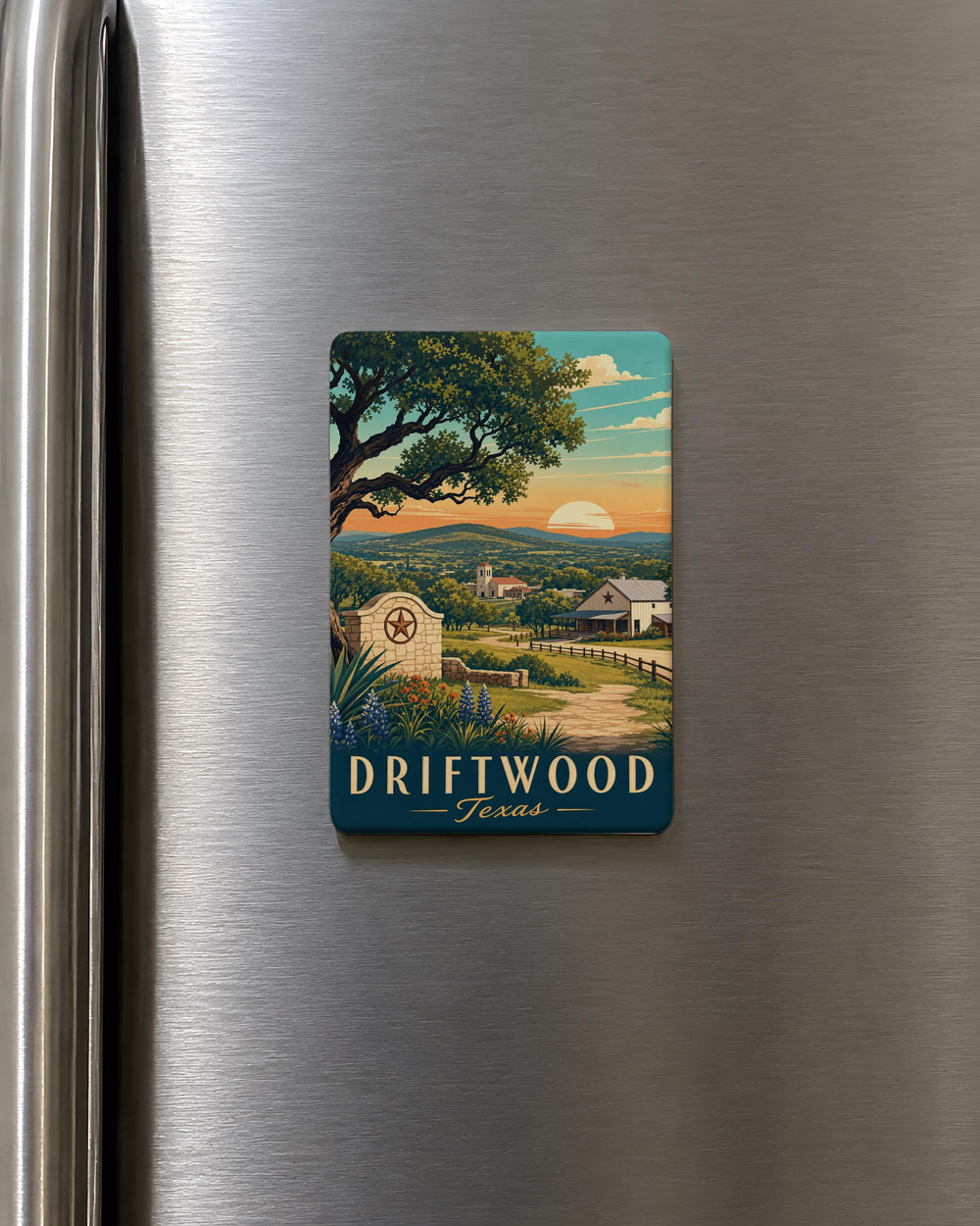 Driftwood Texas Fridge Magnet, Driftwood TX Souvenir Magnet, Texas Hill Country Travel Gift, Rustic Texas Town Keepsake Magnet