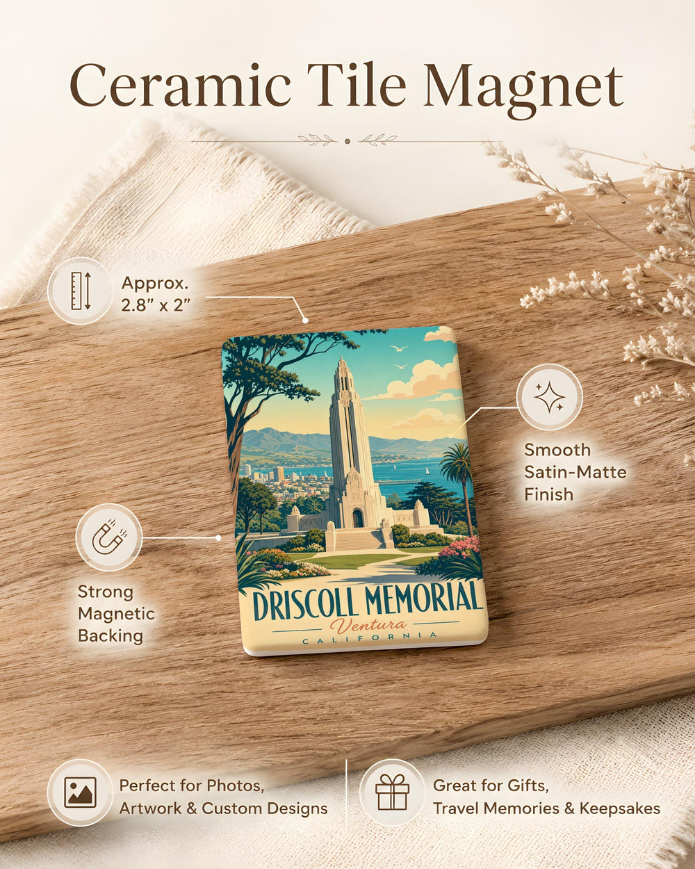 Driscoll Memorial Fridge Magnet, Driscoll Memorial Tribute Souvenir Magnet, Memorial Landmark Keepsake Magnet