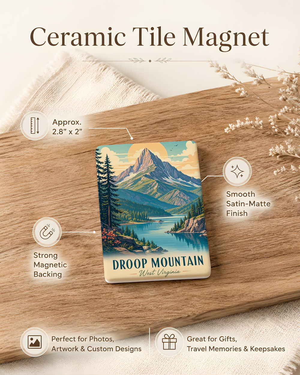 Droop Mountain Fridge Magnet, West Virginia Landmark Souvenir, Appalachian History Gift, Droop Mountain Battlefield Memorabilia