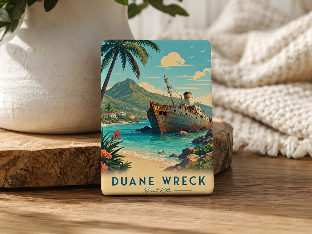 Duane Wreck Fridge Magnet, Shipwreck Scene Souvenir Magnet, Nautical Coastal Decor Magnet, Ocean Wreck Keepsake Magnet